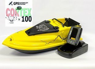 Прикормочний кораблик Фурія Фюжн з GPS (Maxi Cortex) та Ехолотом Toslon TF520 Жовтий