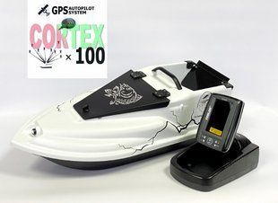 Прикормочний кораблик Фурія Фюжн з GPS (Maxi Cortex) та Ехолотом Toslon TF520 Білий