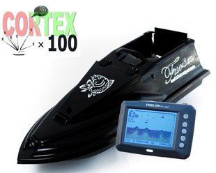 Прикормочний кораблик Фурія Фюжн з GPS (Cortex_6+1) та Ехолотом Toslon TF300 Чорний