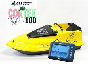 Прикормочний кораблик Фурія Фюжн з GPS (Maxi Cortex) та Ехолотом Toslon TF300 Жовтий