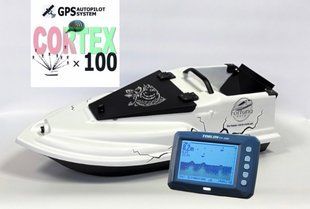 Прикормочний кораблик Фурія Фюжн з GPS (Maxi Cortex) та Ехолотом Toslon TF300 Білий