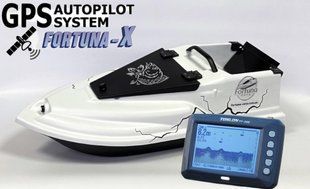 Кораблик для рыбалки Фурия Фюжн с GPS (Fortuna-X) та Toslon TF300 Білий