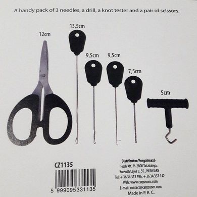 Набір CarpZoom Baiting Needle & Scissors Set, 6pcs