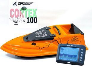 GPS Cortex 6+1 Ехолот Toslon TF300 Прикормочний кораблик Фурія Шторм Помаранчевий