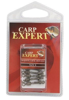 Быстрая застёжка с вертлюжком Carp Expert Quick Lock Swivels №8 (10 шт)