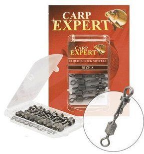 Швидка застібка з вертлюжком Carp Expert Quick Lock Swivels №8 (10 шт)