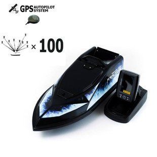 Кораблик для прикорму Фантом Модерн з ехолотом Toslon520 і GPS автопілотом (V3_9+1) Чорний із синіми наклейками