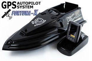Кораблик для рыбалки Фурия Фюжн с GPS (Fortuna-X) и Эхолотом Toslon TF520 Черный