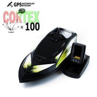 Кораблик для прикормки Фантом Модерн з ехолотом Toslon520 та GPS автопілотом (Cortex_6+1) Чорний з салатовими наклейками
