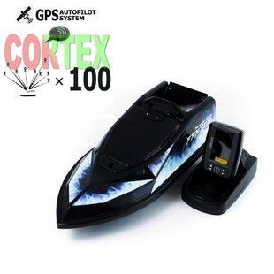 Кораблик для прикормки Фантом Модерн з ехолотом Toslon520 та GPS автопілотом (Maxi Cortex) Чорний із синіми наклейками